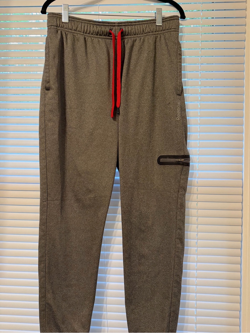 Reebok Men's Charcoal Joggers with Red Drawcord